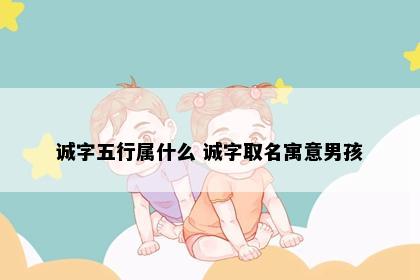 诚字五行属什么 诚字取名寓意男孩